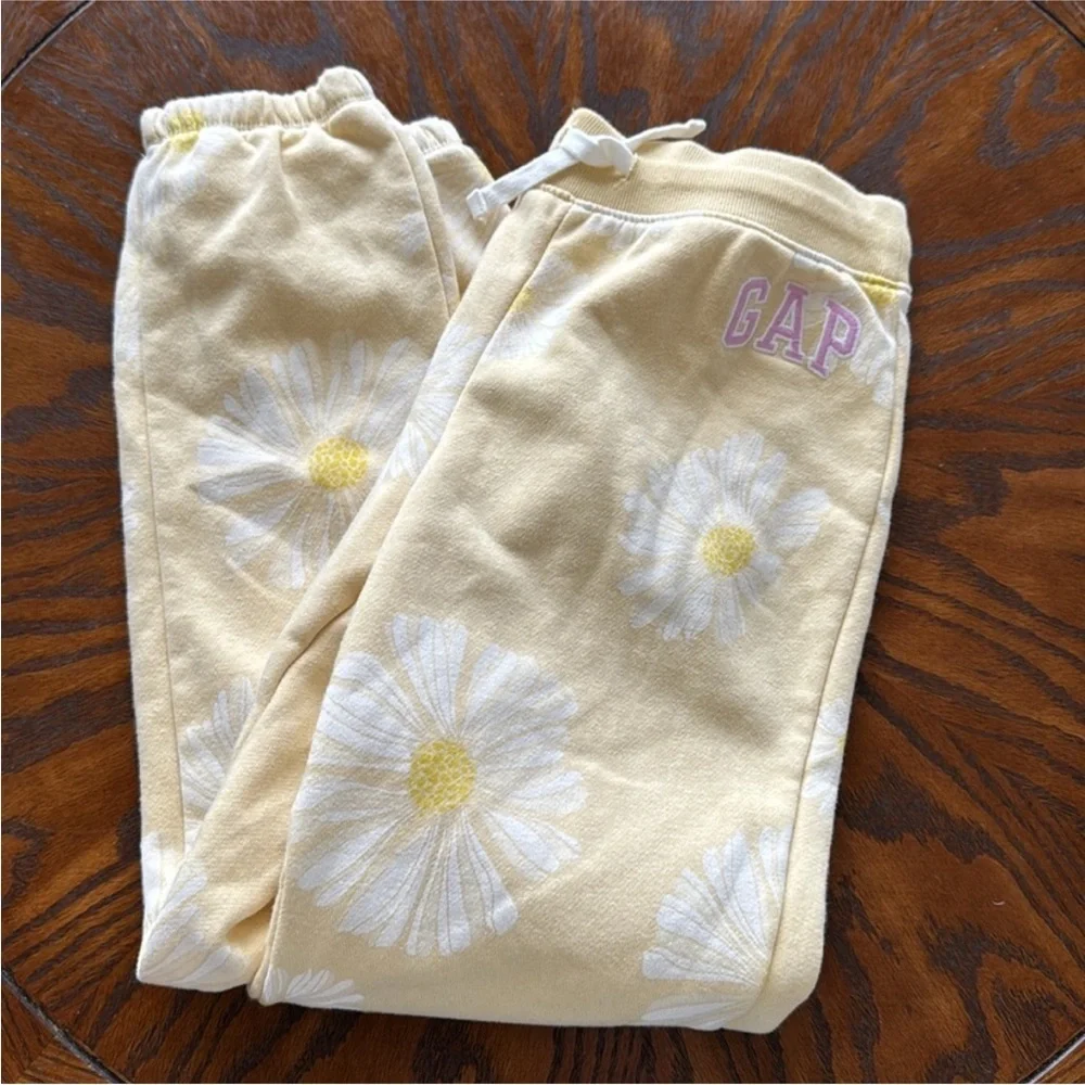 GAP Kids Light Yellow Floral Sweatpants